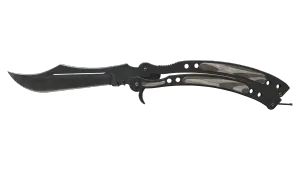 StatTrak™ Cuchillo Mariposa ★ | Laminado Negro (Bastante desgastado)