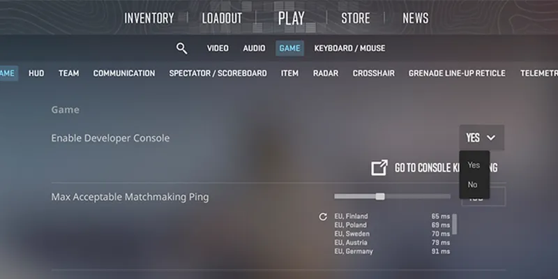 Enable Developer Console CS2